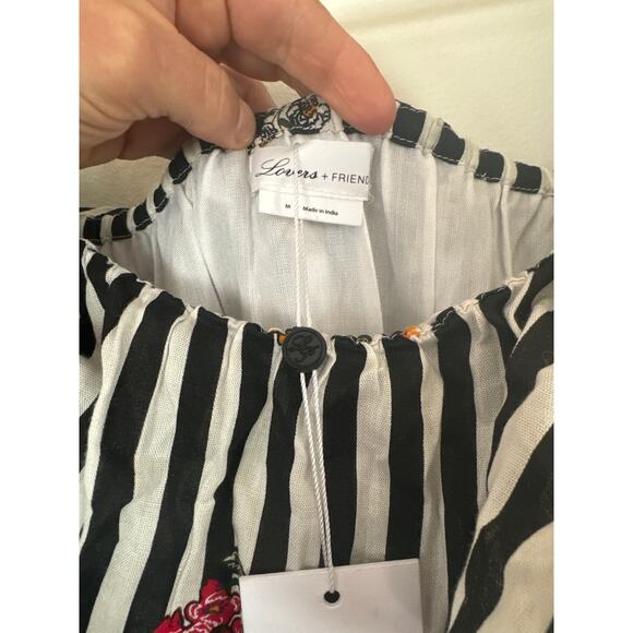 NWT. Lovers + Friends Quincy Striped Ruffle Striped Romper. Large - Picture 5 of 6